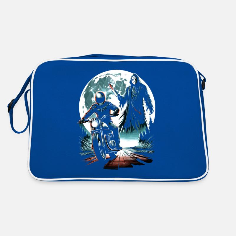 Midnight Rider's Nightmare: Moonlit Slasher Chase Retro Tasche