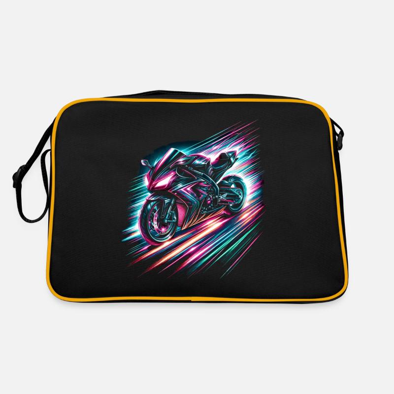 Neon Speed Demon: High-Velocity Light Trails Retro Bag