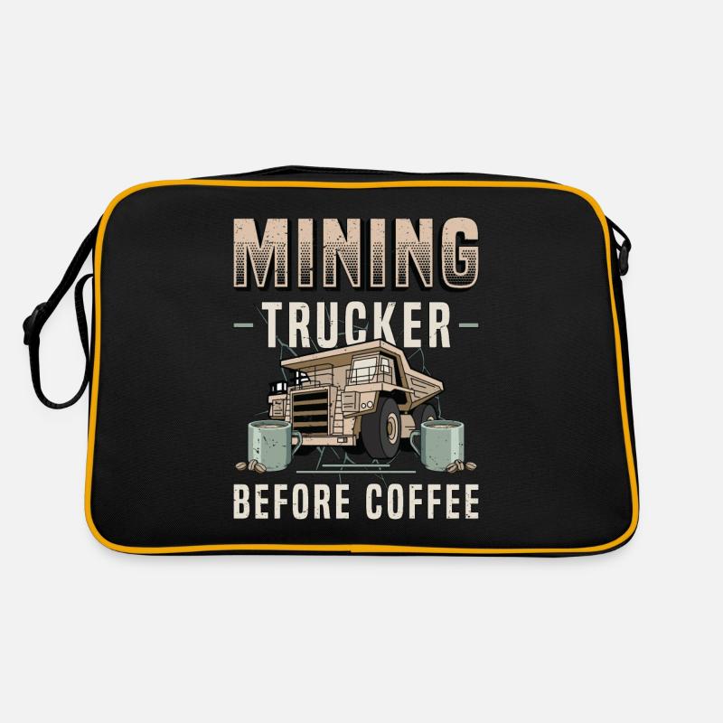 Mining Trucker Before Coffee Trucker Coffee Lover Retro Tasche