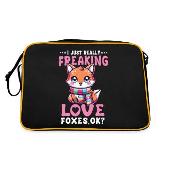 Renard kawaii avec écharpe I Just Freaking Love Foxes - Sac Retro - noir/or - Dos