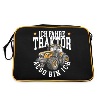 Landwirt Traktorfahrer - Retro Tasche - Schwarz/Gold - Hinten