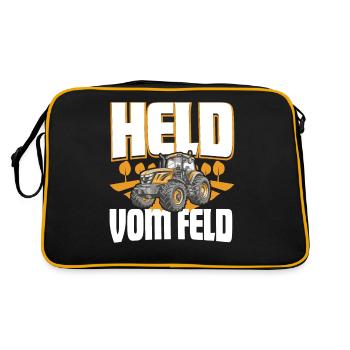 Landwirt Held Vom Feld - Retro Tasche - Schwarz/Gold - Hinten