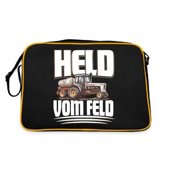 Landwirt Held Vom Feld - Retro Tasche - Schwarz/Gold - Hinten