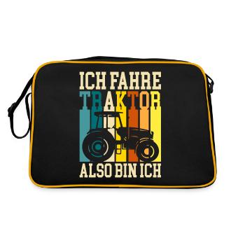 Landwirt Traktorfahrer - Retro Tasche - Schwarz/Gold - Hinten