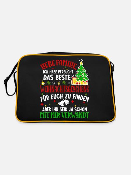 Weihnachts Weihnachten Familie Lustig Damen Herren - Retro Tasche - Schwarz/Gold