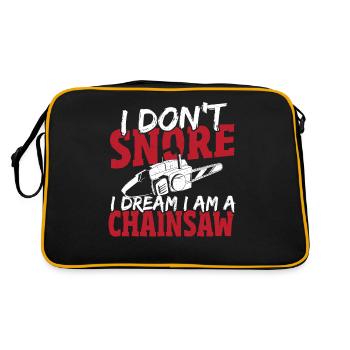 Lumberjack Forest Chain Saw Chainsaw Drawing - Retro Bag - black/gold - Back