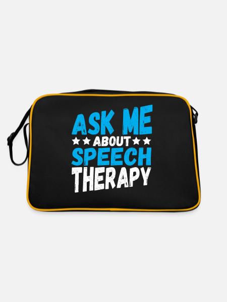 Sprachpathologie Ask Me Bout Sprachtherapie - Retro Tasche - Schwarz/Gold - Hinten