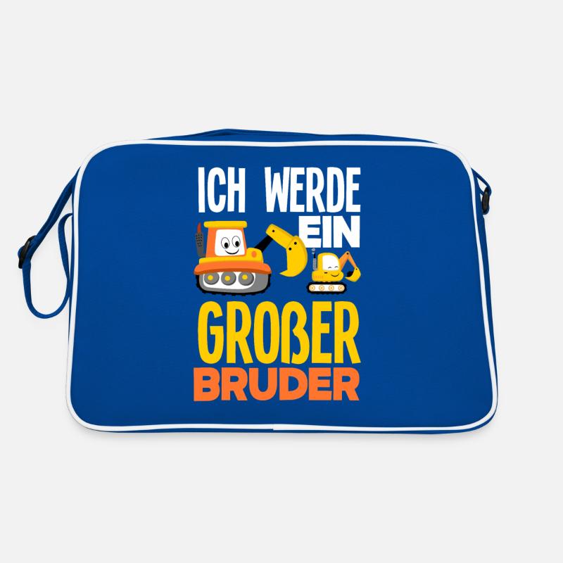 Ich Werde Ein Großer Bruder Bagger Baustelle Retro Tasche