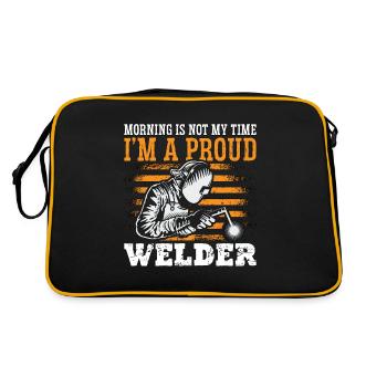 Welder Morning Is Not My Time I'm A Metalworker - Retro Bag - black/gold - Back