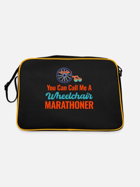 Man Kann Mich Einen Rollstuhl-marathonläufer Mit - Retro Tasche - Schwarz/Gold - Hinten