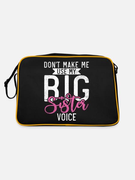 Big Sister Gift - Retro Tasche - Schwarz/Gold - Hinten