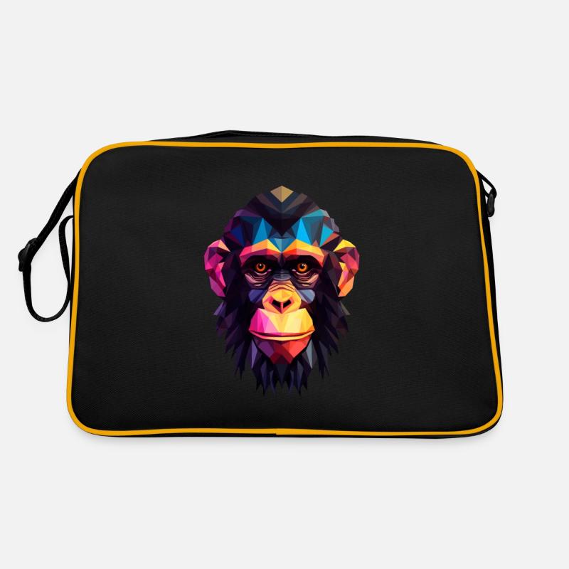 Geometric Style Chimpanzee - Retro Tasche - Schwarz/Gold