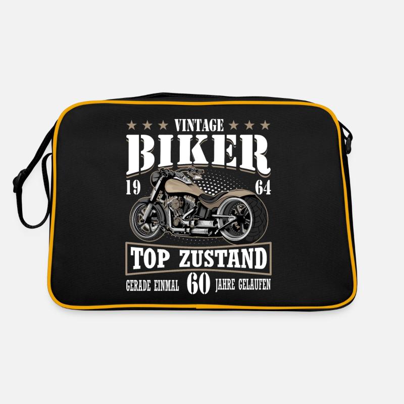 60 Geburtstag 1964 Motorradfahrer Motorrad - Retro Tasche - Schwarz/Gold