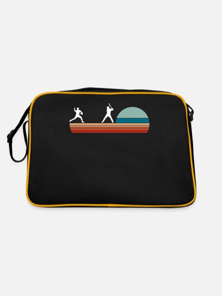 Lustiger Baseball - Retro Tasche - Schwarz/Gold - Hinten