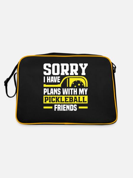 Lustiges Pickleball Geschenk - Retro Tasche - Schwarz/Gold - Hinten