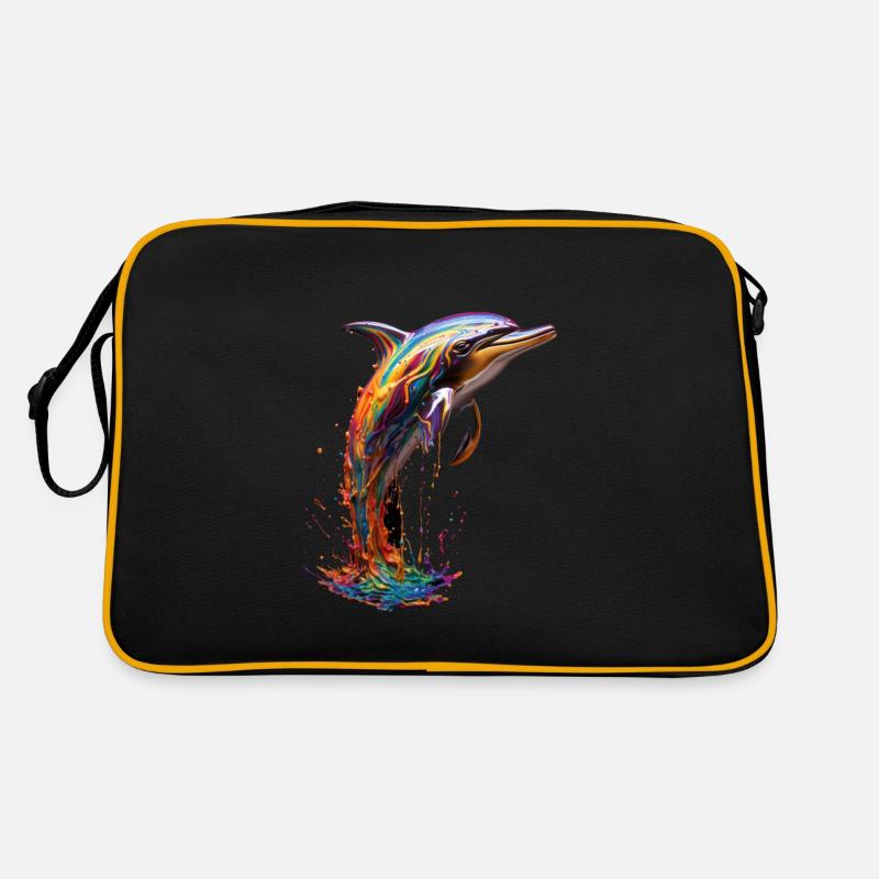 Rainbow Dolphin Retro Tasche