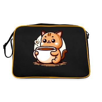 Chat Café Kawaii - Sac Retro - noir/or - Dos