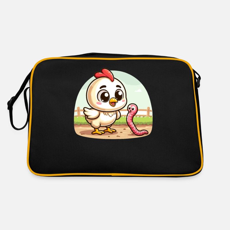 Hühnerwurm-Farm-Farm-Bauer Retro Tasche