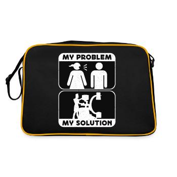 Radiologist My Problem My Pictogram Dad Rad Tech - Retro Tasche - Schwarz/Gold - Hinten