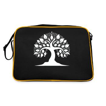 Yoga Baum des Lebens - Retro Tasche - Schwarz/Gold - Hinten