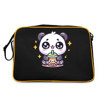 Panda Bubble Tea Boba Kawaii - Sac Retro - noir/or - Dos