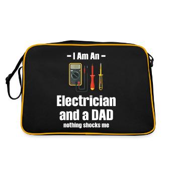 I'm an electrician and a father, nothing - Retro Bag - black/gold - Back