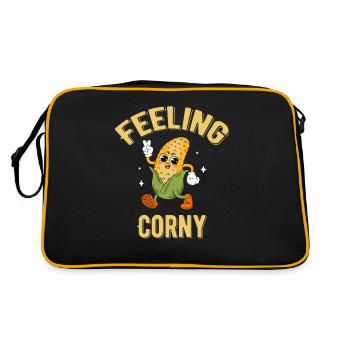 Feeling Corny Mais Wortspiele Landwirtschaftliche - Retro Tasche - Schwarz/Gold - Hinten