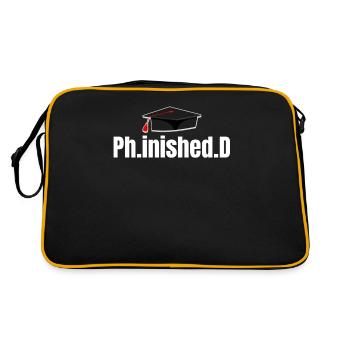 Ph.inished. Ph.d. Doktorat Master Bachelor - Retro Tasche - Schwarz/Gold - Hinten