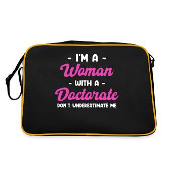 Ich Bin Eine Frau Mit Einem Doktortitel - Retro Tasche - Schwarz/Gold - Hinten
