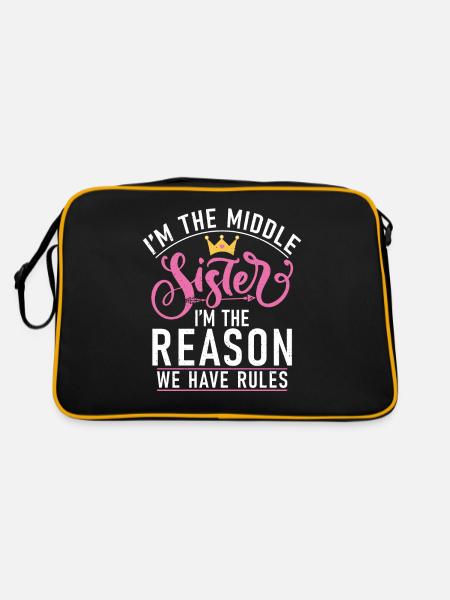 Middle Sister Gifts - Retro Tasche - Schwarz/Gold - Hinten