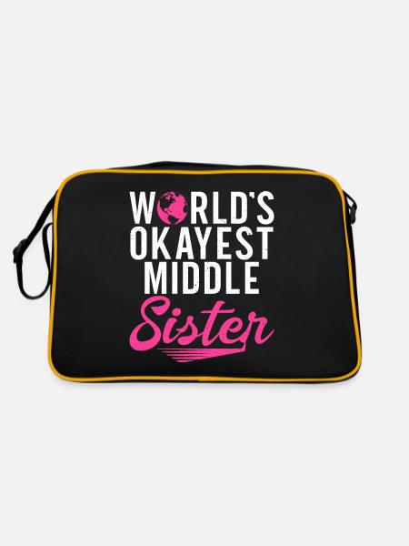 Middle Sister Gifts - Retro Tasche - Schwarz/Gold - Hinten