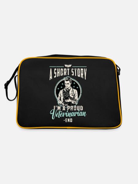 Veterinarian A Short Story I Am A Proud Veterinary - Retro Tasche - Schwarz/Gold - Hinten