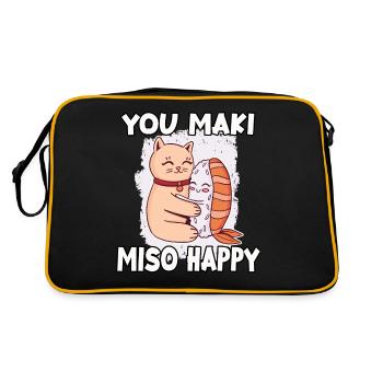 Lustiger Sushi-Fan Sushi-Liebhaber Kawaii Nigiri - Retro Tasche - Schwarz/Gold - Hinten