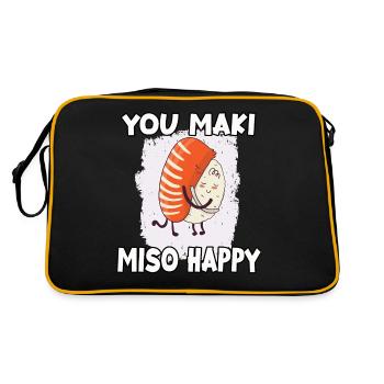 funny nori sushi japan ramen motive sushi - Retro Bag - black/gold - Back