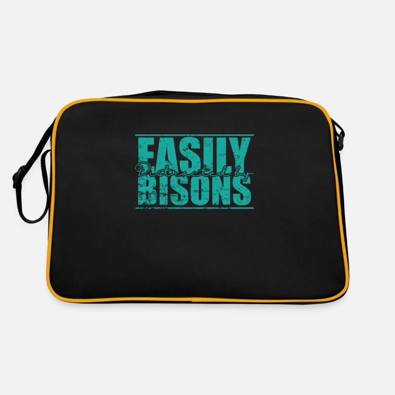 Easily Distracted by Bisons Tier Retro Tasche