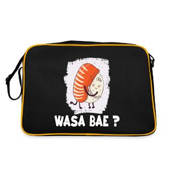 Kawaii Japan Sushi Motiv Nigiri Fan Sushi - Retro Tasche - Schwarz/Gold - Hinten