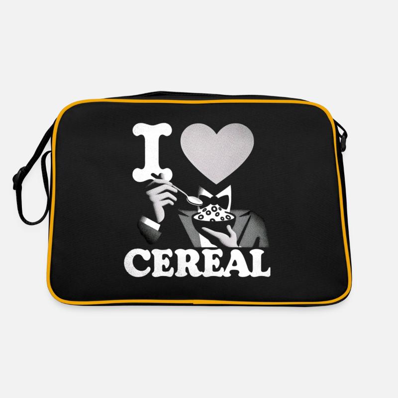 I Love Cereal 6 - Retro Tasche - Schwarz/Gold