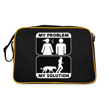 Greyhound Lover My Problem My Pictogram Dad Mom - Retro Bag - black/gold - Back