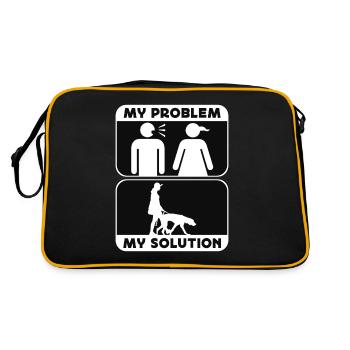 Greyhound Lover My Problem My Pictogram Mom Dad - Retro Bag - black/gold - Back
