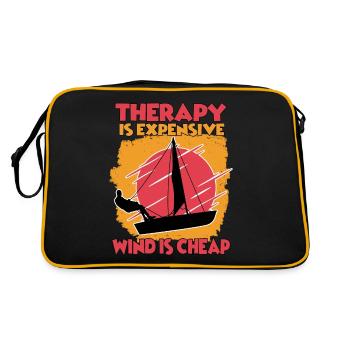 funny sailor hobby sailing boater motor boat - Retro Bag - black/gold - Back