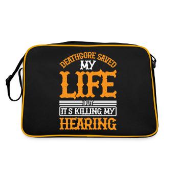 Deathcore Saved Me But It's Killing My Hearing 3 - Retro Tasche - Schwarz/Gold - Hinten