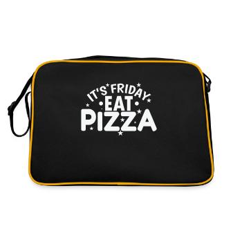 It's Friday Eat Pizza Salami and Cheese - Retro Bag - black/gold - Back