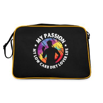 Low Carb Diet Lover My Passion My Ketogenic Diet - Retro Tasche - Schwarz/Gold - Hinten