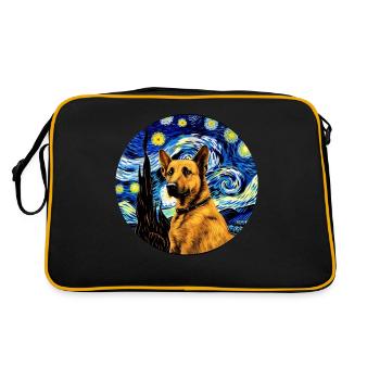 Berger allemand Chien drôle Œuvre d'art populaire - Sac Retro - noir/or - Dos