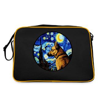 Berger allemand Chien drôle Œuvre d'art populaire - Sac Retro - noir/or - Dos