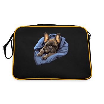 chiot chien mignon bouledogue français - Sac Retro - noir/or - Dos