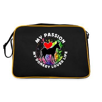 Amoureux de l’âne Ma passion Mon âne Animal de la ferme - Sac Retro - noir/or - Dos