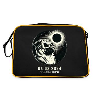 Total Solar Eclipse April USA Pug 04.08.2024 - Retro Bag - black/gold - Back