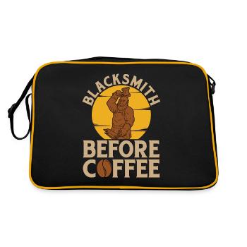 Blacksmith Before Coffee Ironworker Coffee Lover - Retro Bag - black/gold - Back