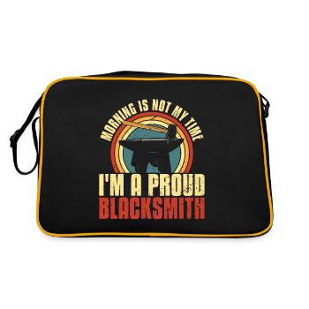 Blacksmithing Morning Is Not My Time Ironworker - Retro Bag - black/gold - Back